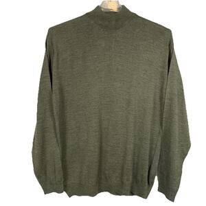 MURANO Mockneck Sweater Men's Large Olive Merino Wool Blend Modern Preppy NEW